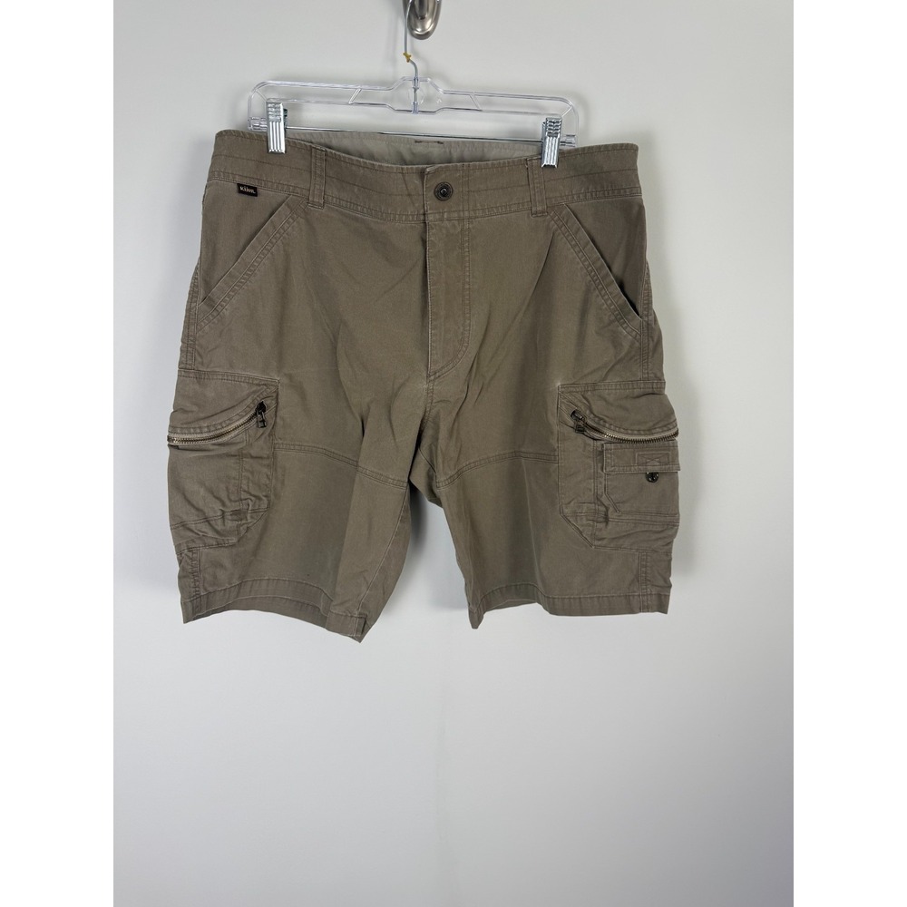 Kuhl Cargo Shorts Men's 38 Brown Side Zip‎ Up Pockets Vintage Patina Dye